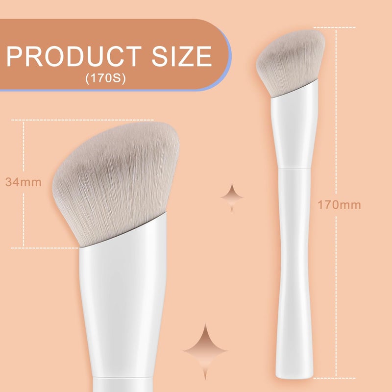 KingMas Foundation Brush, Angled Kabuki Contour Makeup Brush for Liquid, Blending, Cream, Powder, Blush Buffing Stippling Face Makeup Tools (170) - Image 4